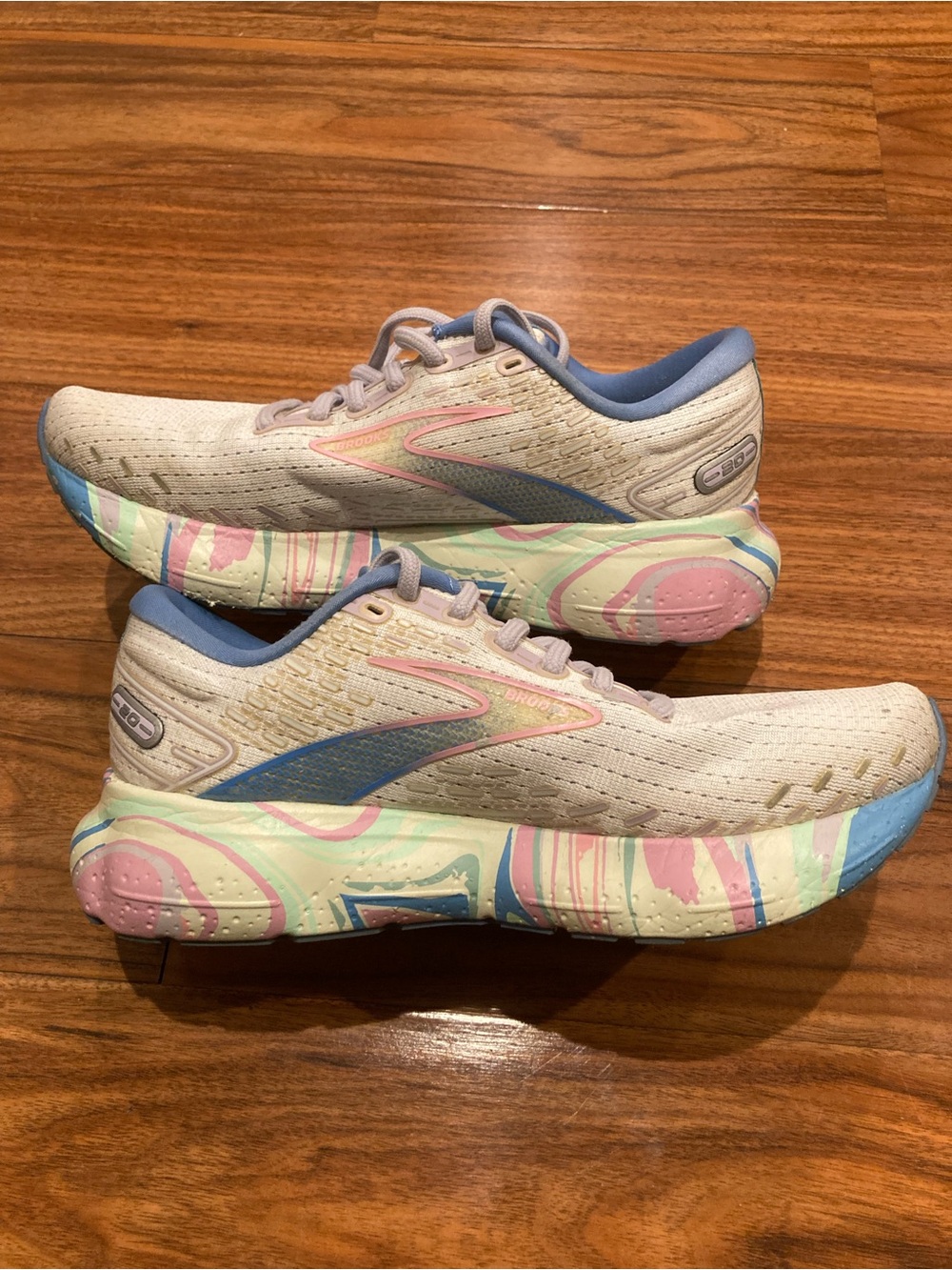 Brooks Glycerin 20 Women's Running Shoes White Pink Blue 1203691B178 Size 8B